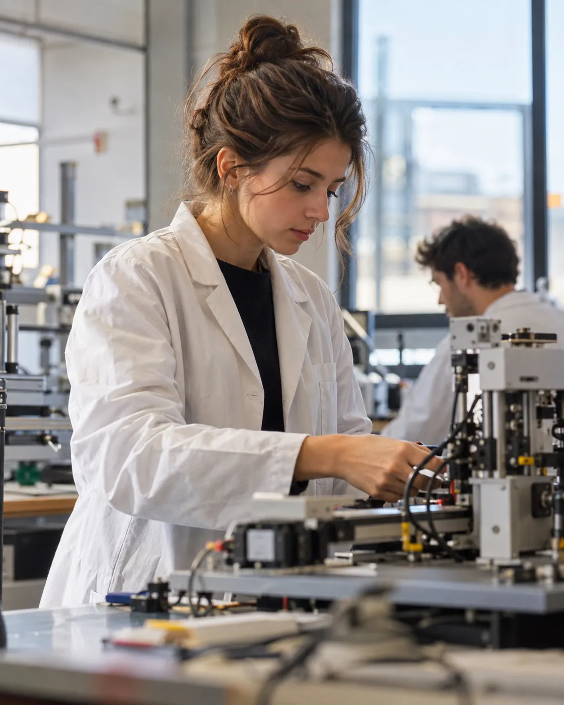 Studentka podczas praktyk w laboratorium technicznym